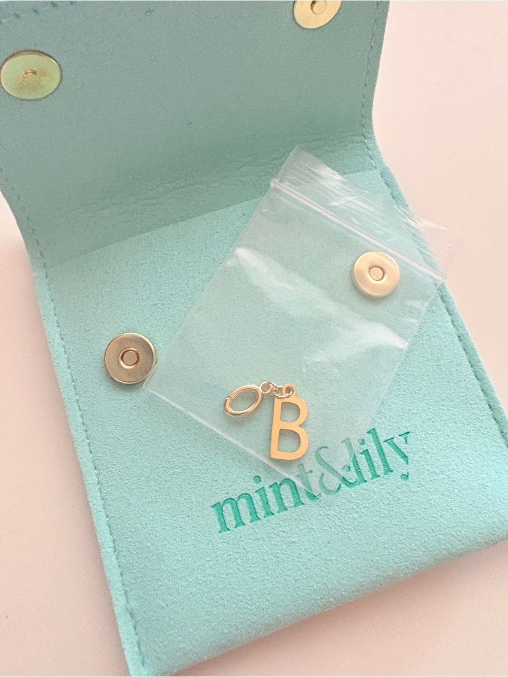 Mint & Lily Kids Gold Letter B Charm - Aqua Pouch
